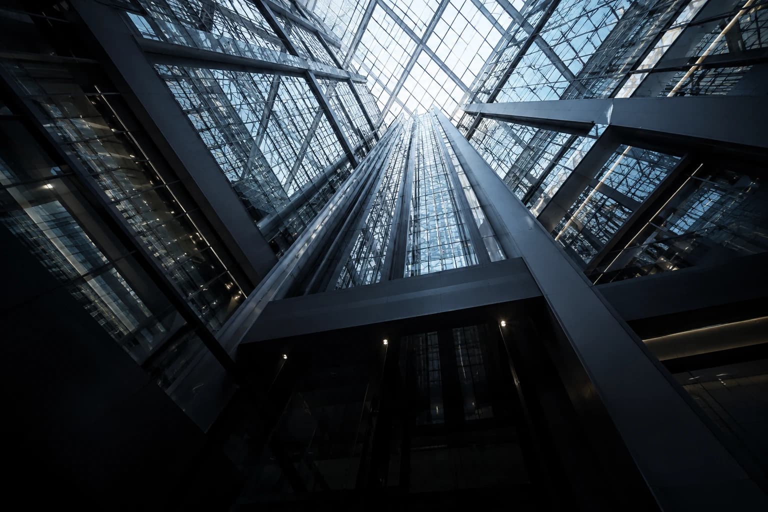 Light falling through a contemporary glass atrium