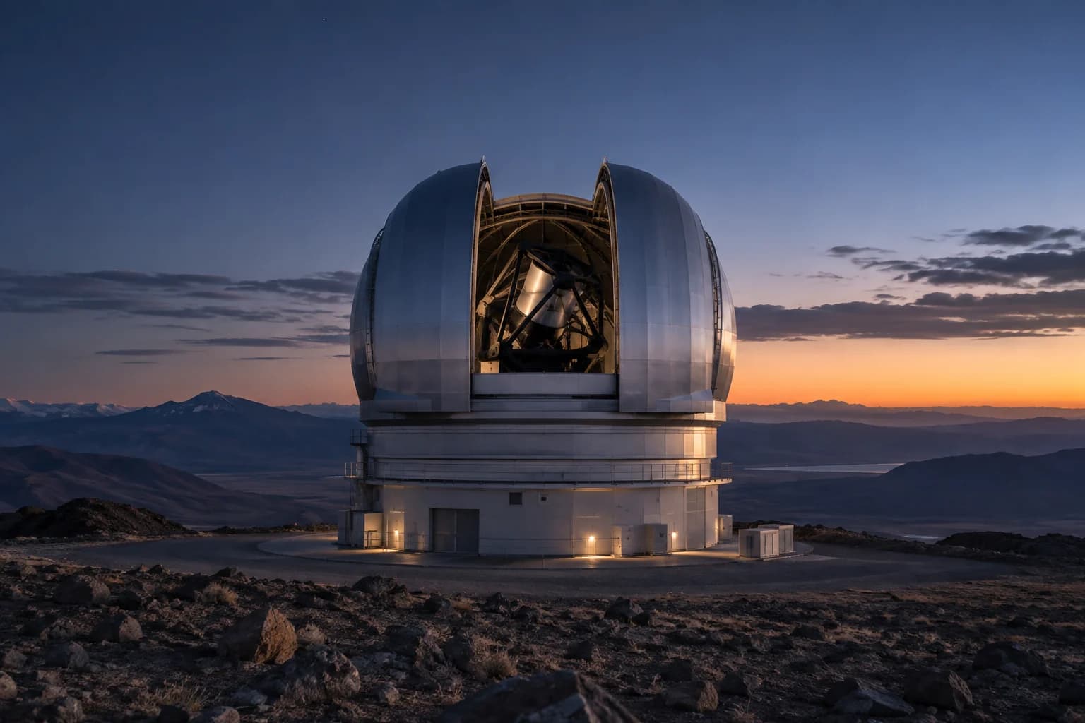 An astronomical observatory at twilight